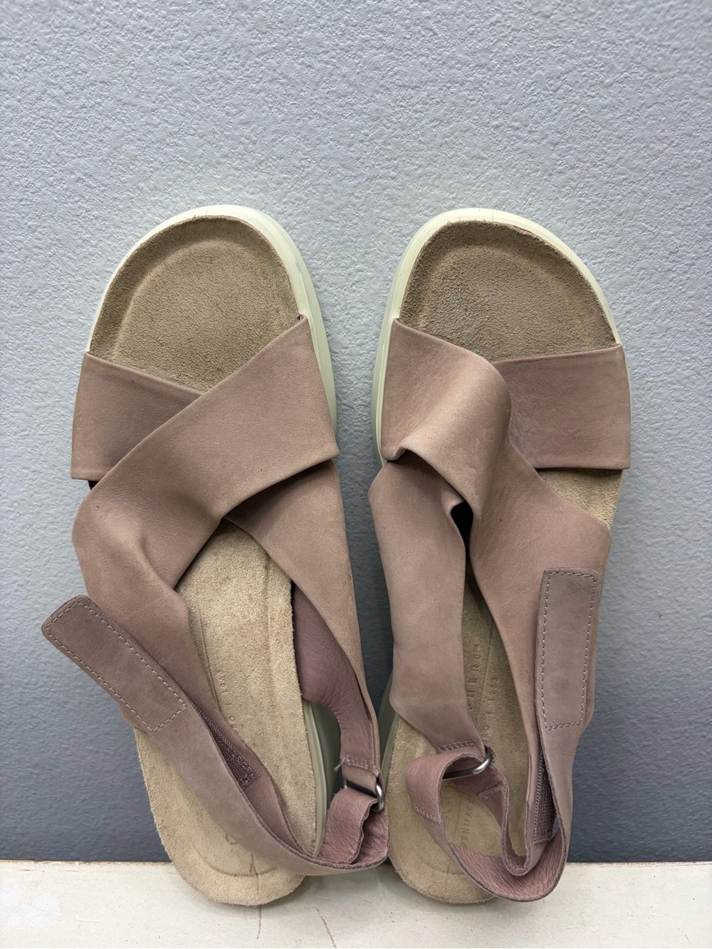 Ecco Pink Suede Corksphere Wedge Sandals Size 10 - Picture 6 of 8